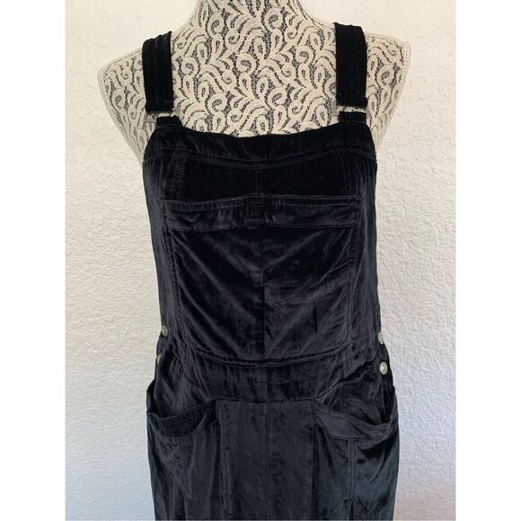 Free People Follow The Sun One Piece Velvet Overalls Black Size S - Picture 6 of 12